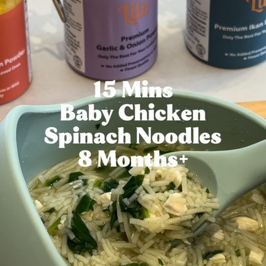 15 Mins Baby Chicken Spinach Noodles