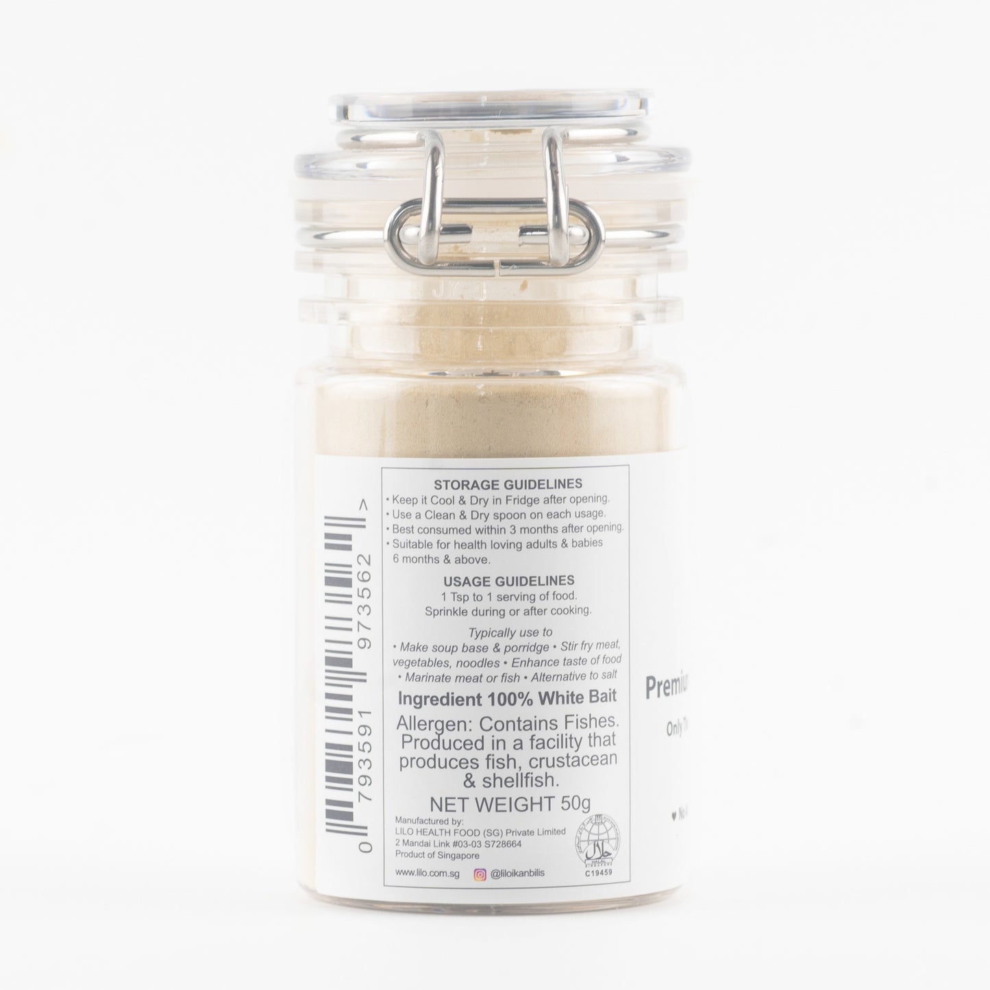 White Bait Powder Bottle 50grams - Lilo Premium Series