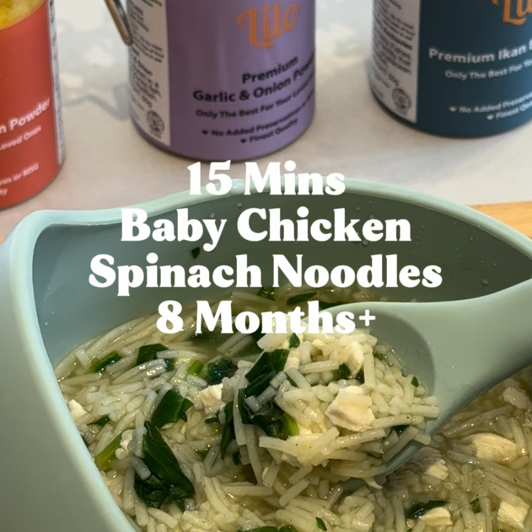 15 Mins Baby Chicken Spinach Noodles