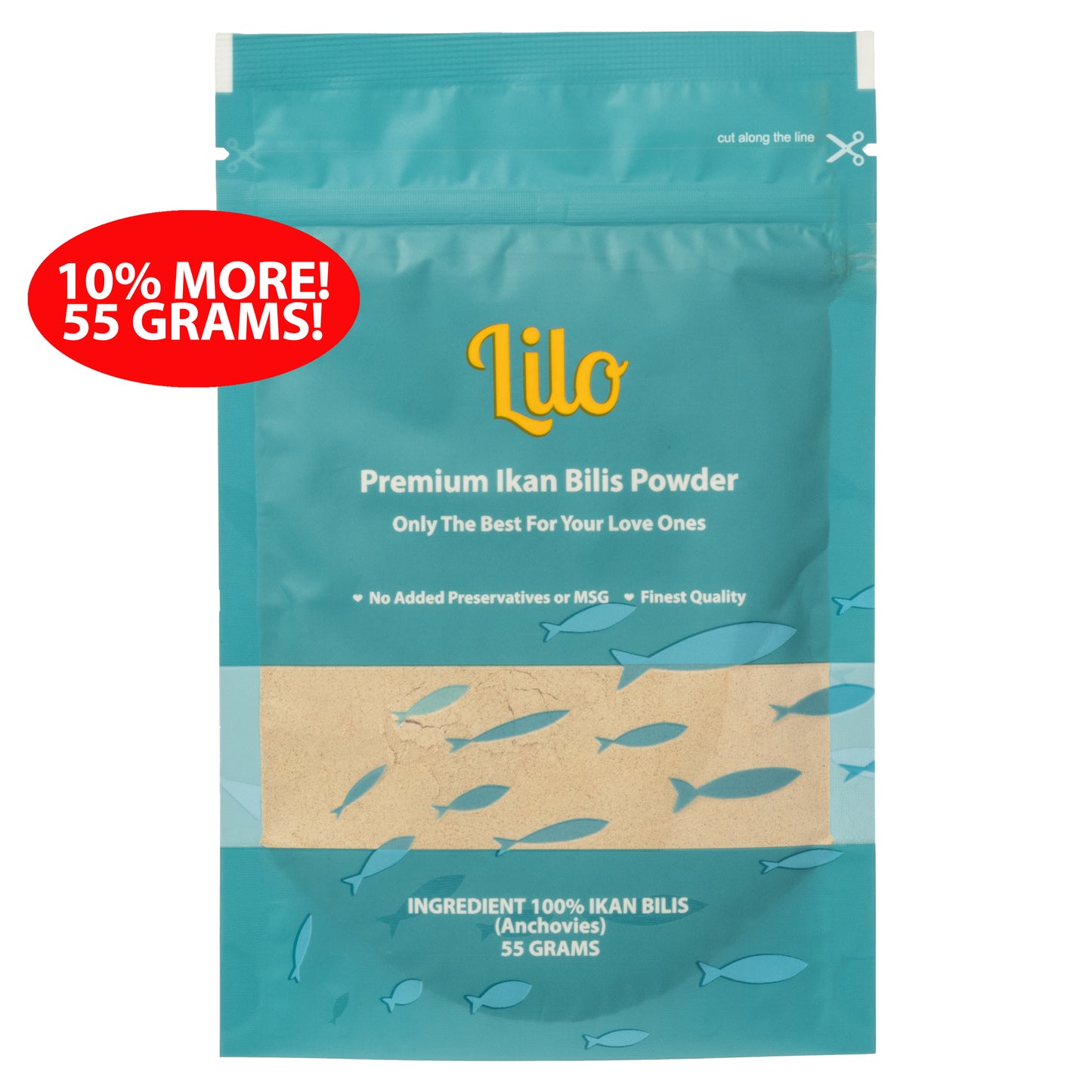Lilo Premium Ikan Bilis Powder Resealable Refill Pack 55grams - Lilo Premium Ikan Bilis Powder