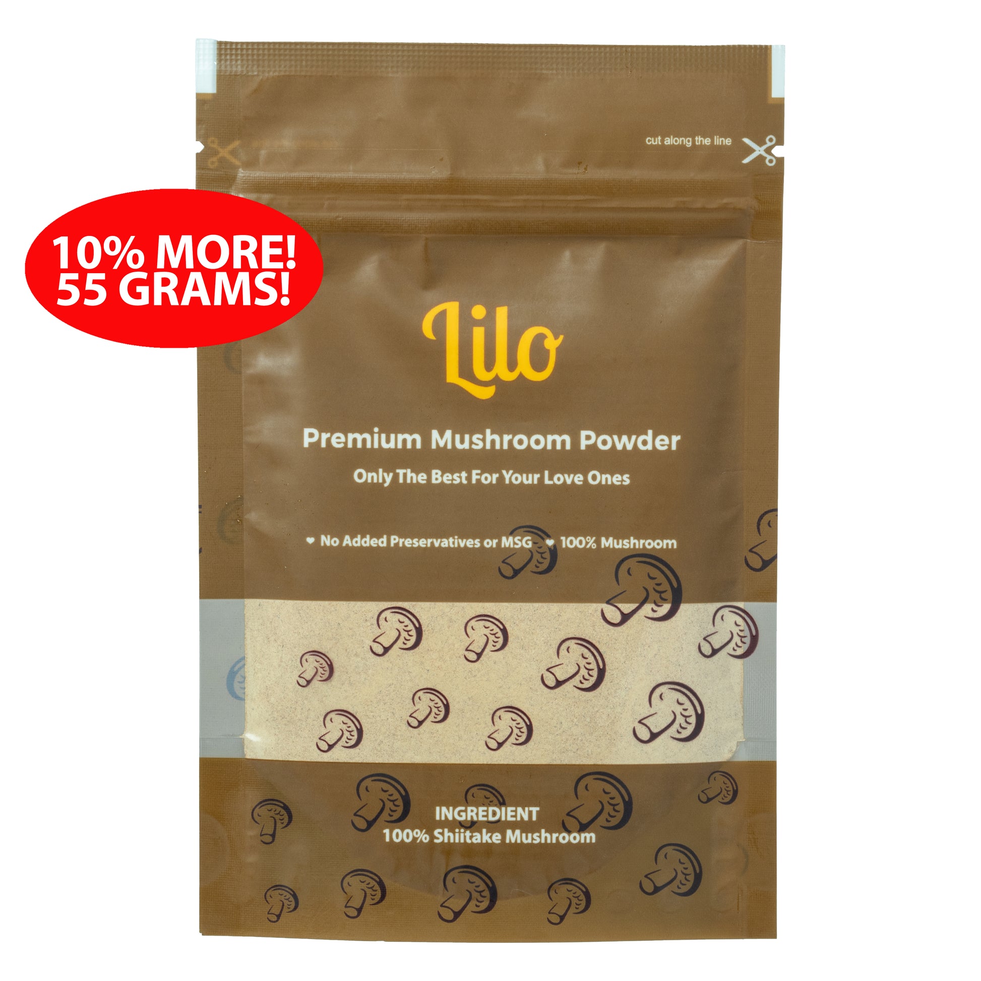 Lilo Premium Mushroom Powder Resealable Refill Pack 55grams - Lilo Premium Ikan Bilis Powder