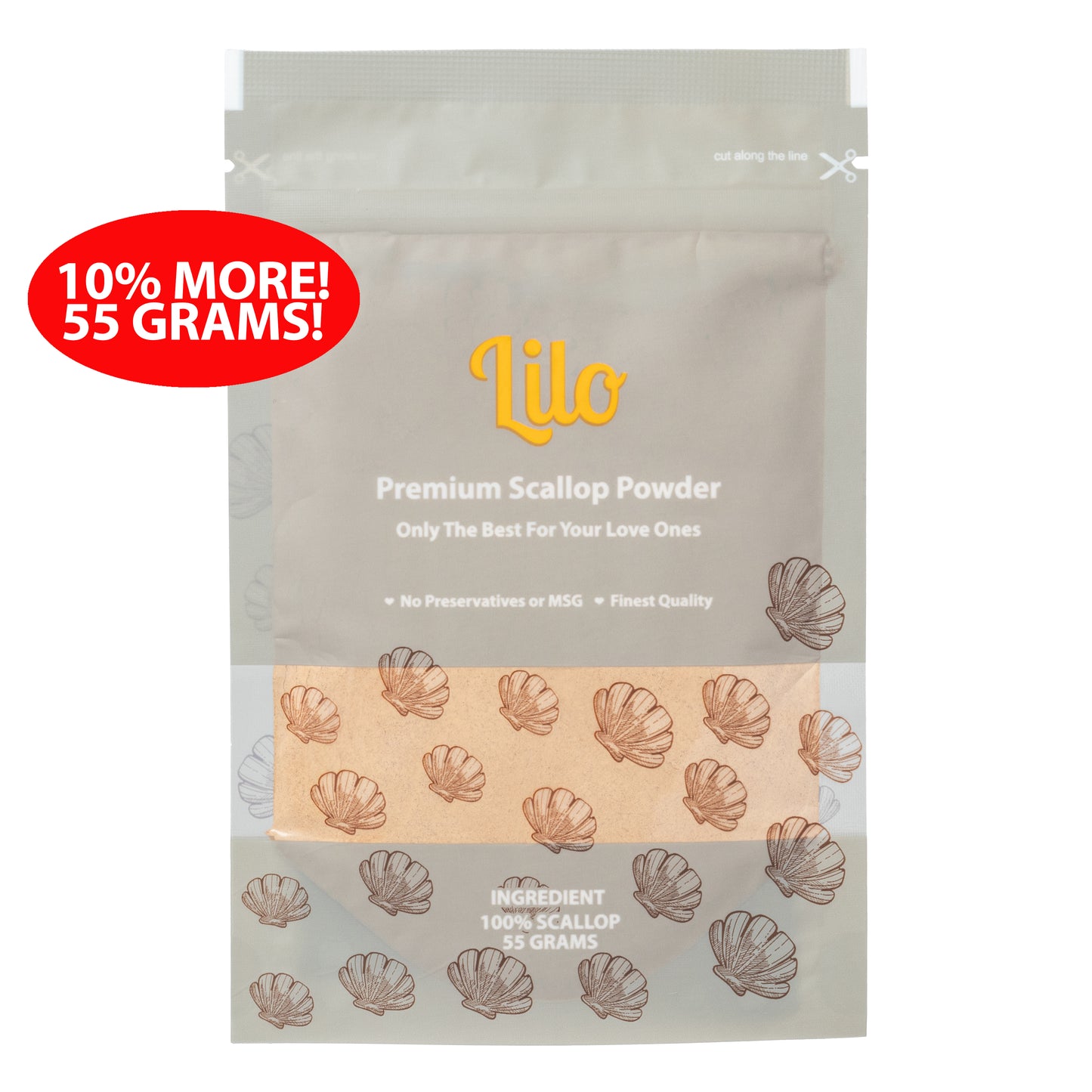 Lilo Premium Scallop Powder Resealable Refill Pack 55 grams - Lilo Premium Ikan Bilis Powder